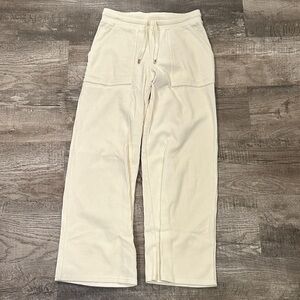 Sezane Cream Sully Trousers in Cotton Velour Sz XS